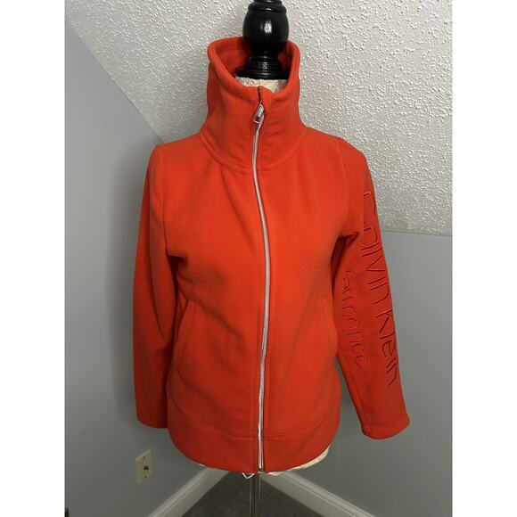 EUC Calvin Klein Performance Women Tech Fleece Jacket Full Zip Sz XS High Neck - Picture 1 of 7
